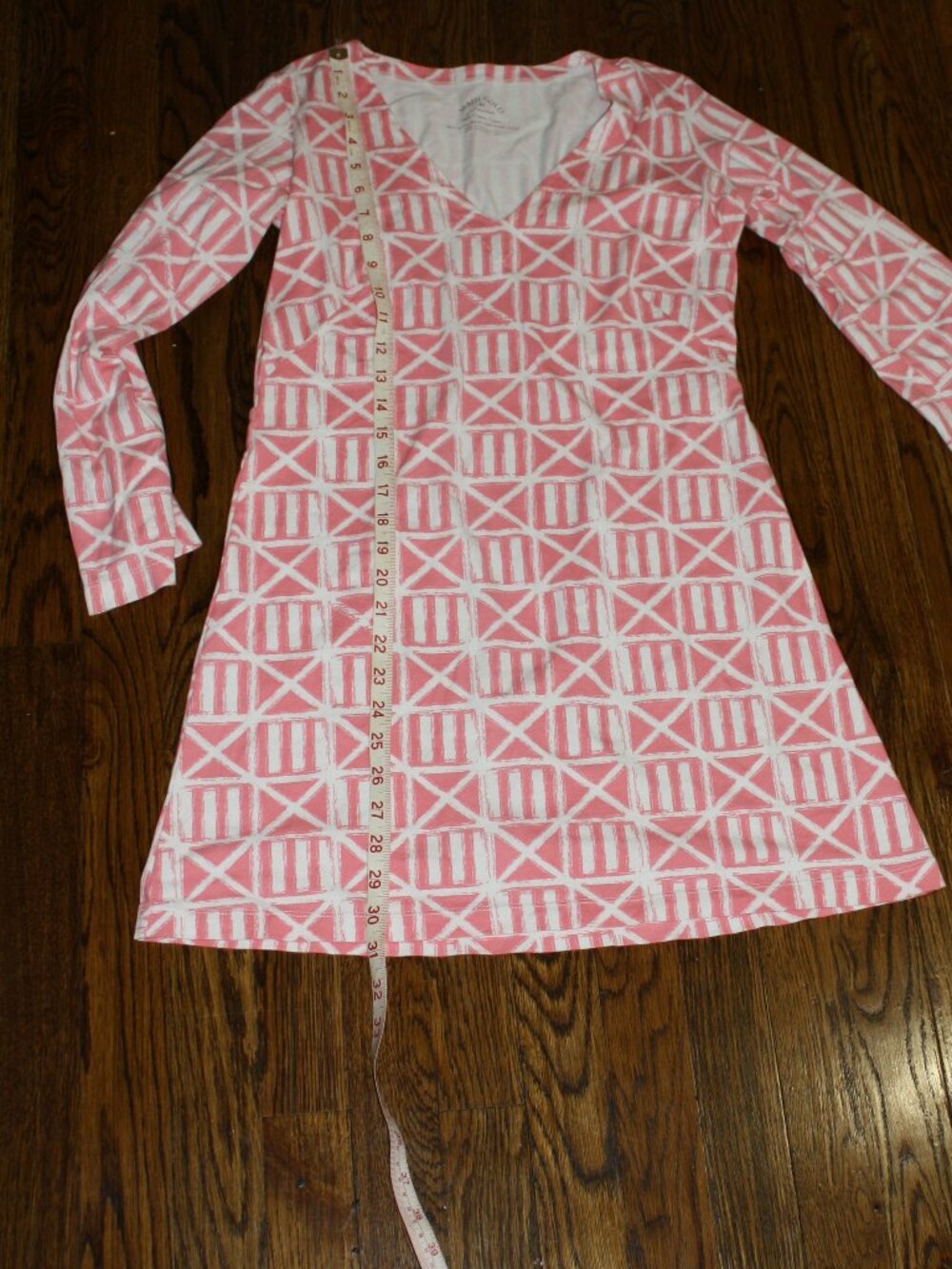 Mahi Gold - Three Quarter Sleeve Pink Cotton Dress, Size Medium - Picture 4 of 5